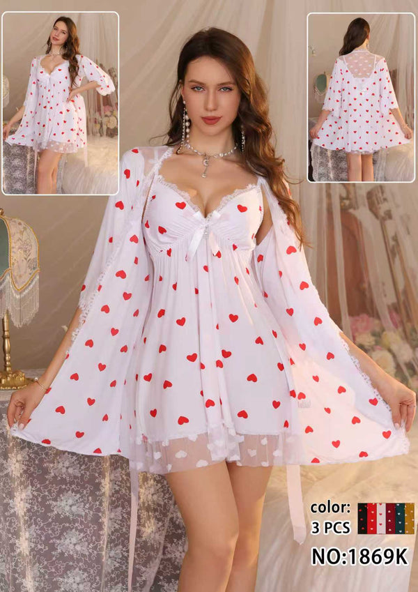 3 Pcs Womens Net Malai Fabric Nighty