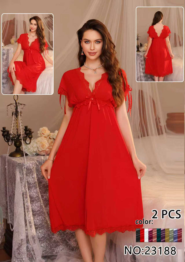 2 Pcs Womens Malai Net Nighty